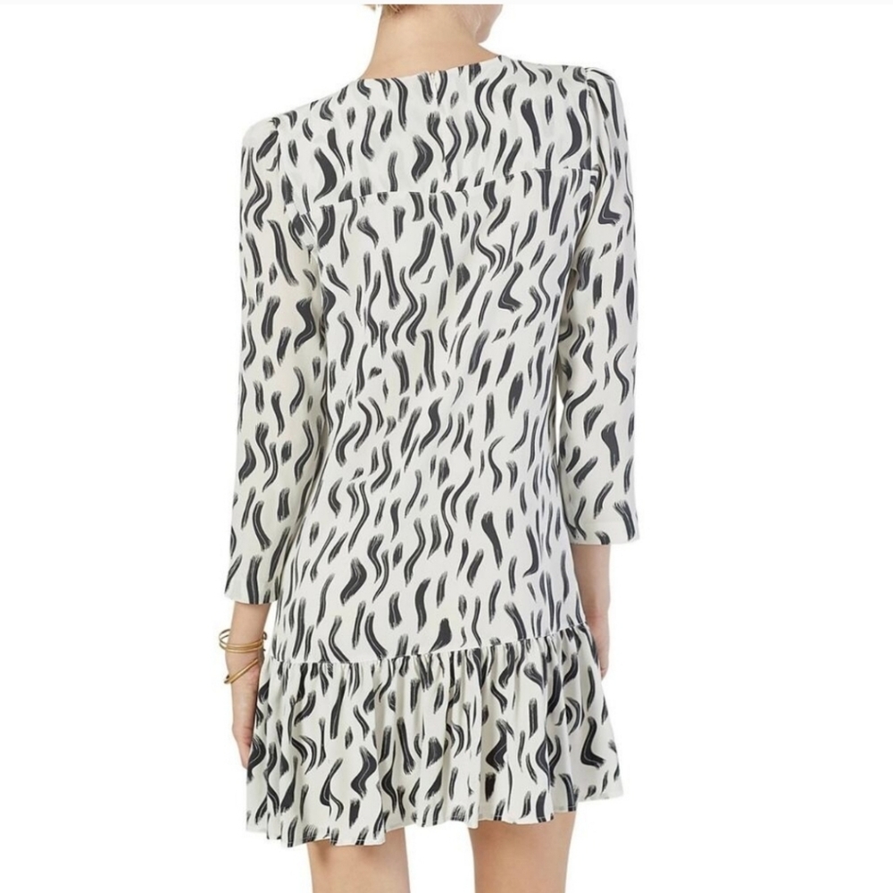 ***NWOT Joie White and Black Noto Print Silk Peplum Mini Cocktail Dress***